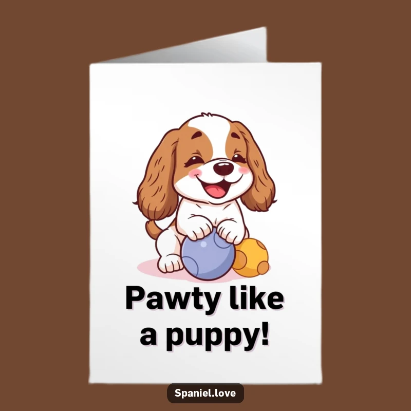 Free Printable Birthday Spaniel Card: Cute Barking Ball Lover Gift