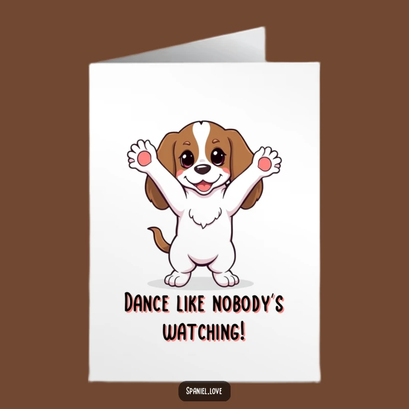Free Printable Birthday Spaniel Card: Silly Dancing Doggy Fun Gift