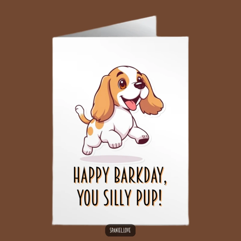 Free Printable Happy Spaniel Birthday Card - Funny Downloadable Gift for Joyful Celebrations