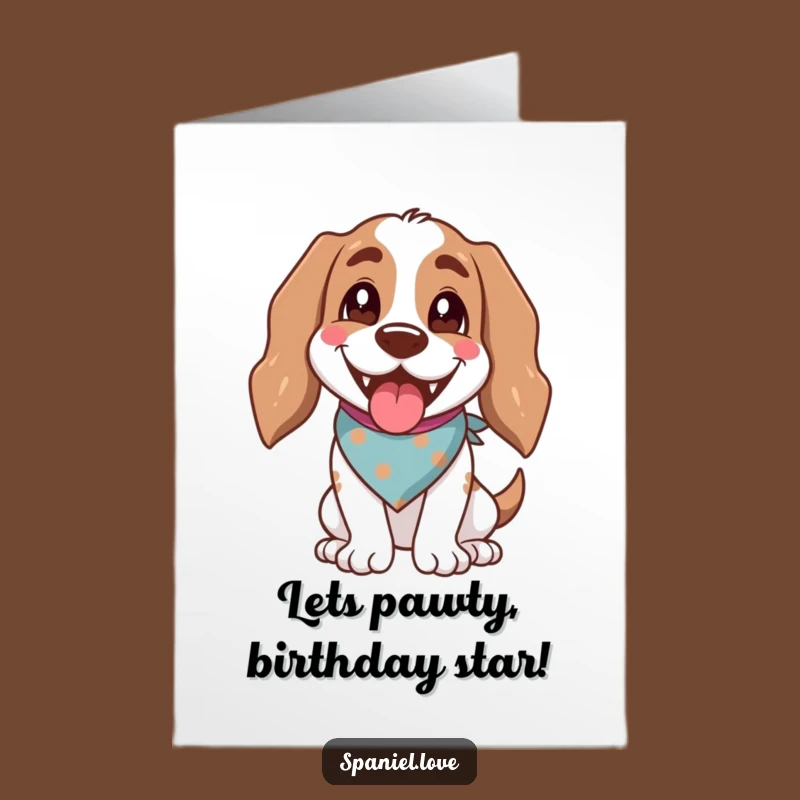 Free Printable Birthday Card: Happy Panting Spaniel - Fun Downloadable Gift