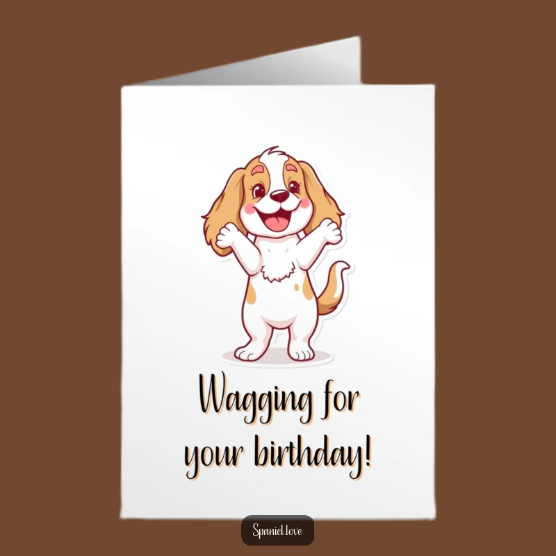 Free Printable Birthday Card: Comical Spaniel Happy Dance, Hilarious Dog Downloadable Gift Idea
