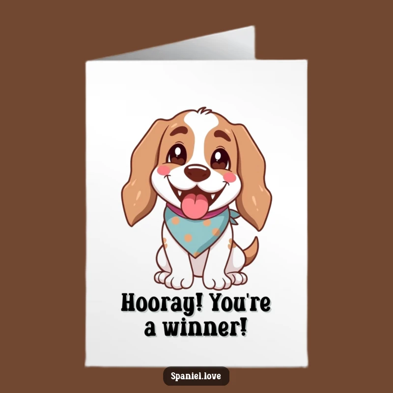 Free Printable Congrats Card: Happy Spaniel - Cheerful Downloadable Gift