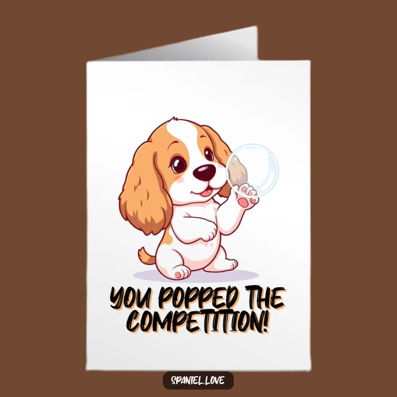 Free Printable Congrats Card: Playful Spaniel Pup & Bubbles for a Funny Downloadable Gift