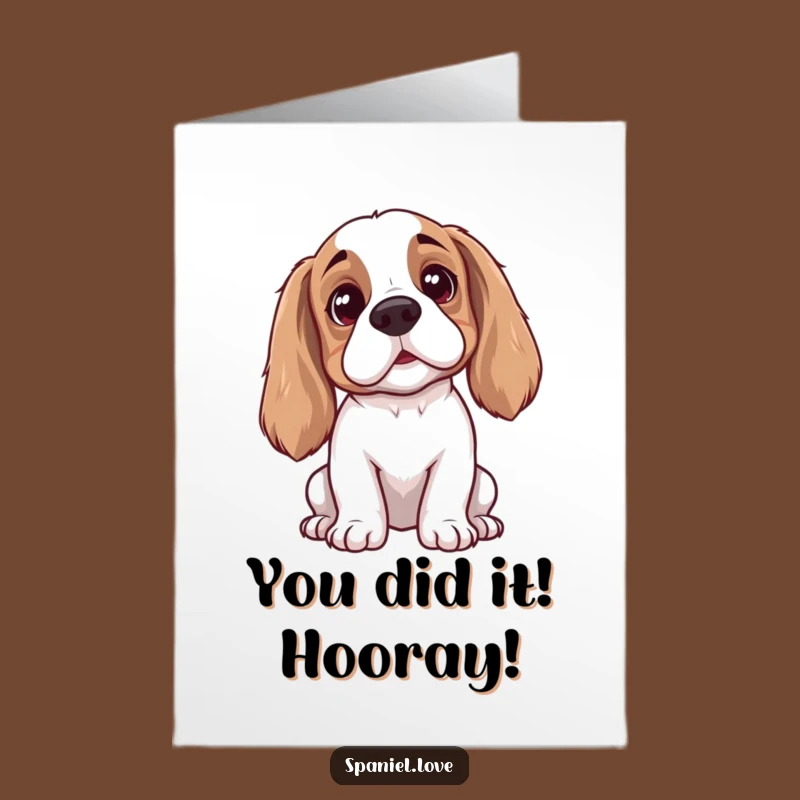 Free Printable Congrats Card: Spaniel Eagerly Awaits Good News, Funny Downloadable Gift