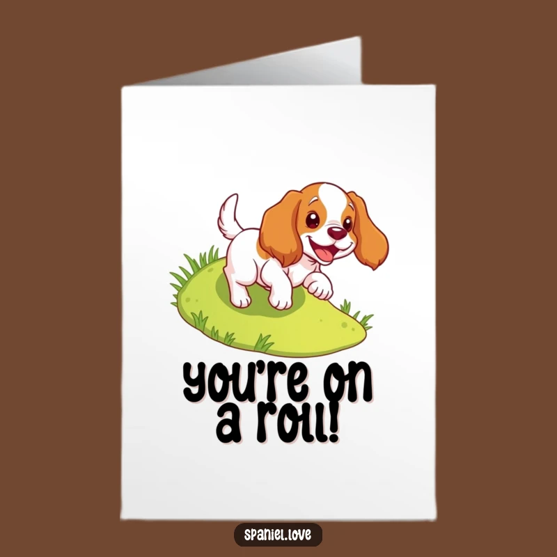 Free Printable Congrats Card: Spaniel Tumble Celebration! Funny Downloadable Gift