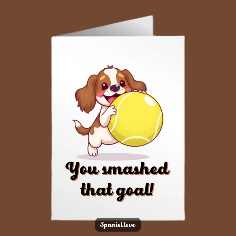 Free Printable Congratulations Card: Funny Spaniel Ball Bounce, Downloadable Gift for Winners