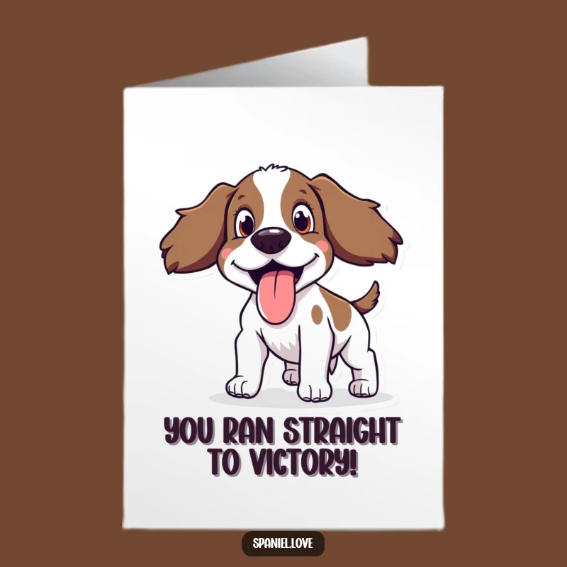 Free Printable Spaniel Congrats Card: Happy Panting Dog Downloadable Gift for Achievers