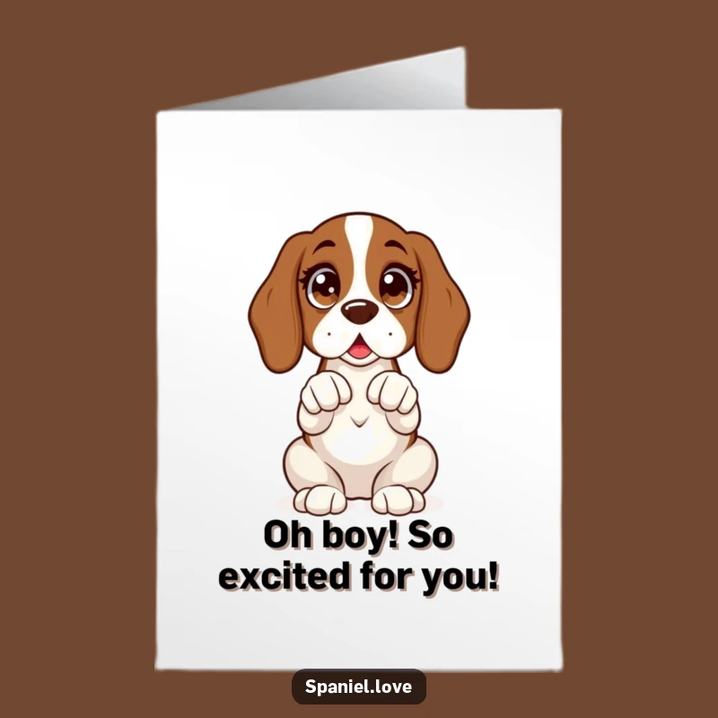 Spaniel Congrats Card Free Printable: Eager Doggy Downloadable for Wins!