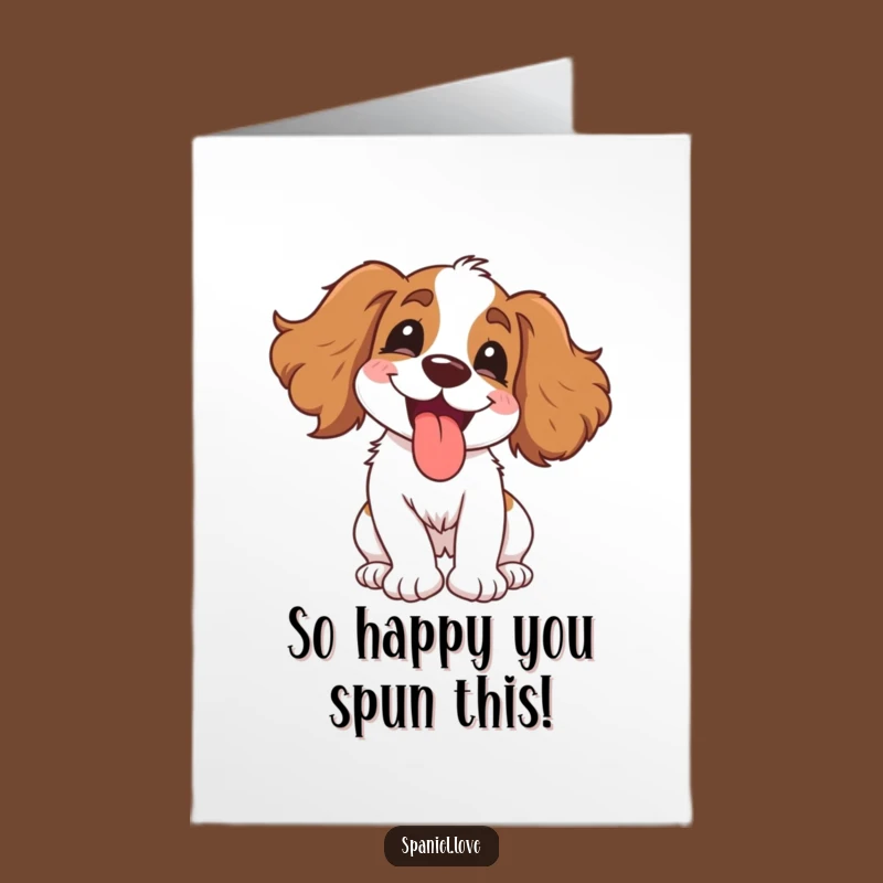 Free Printable Congratulations Card: Happy Spaniel Spins, Humorous Doggy Downloadable Greeting