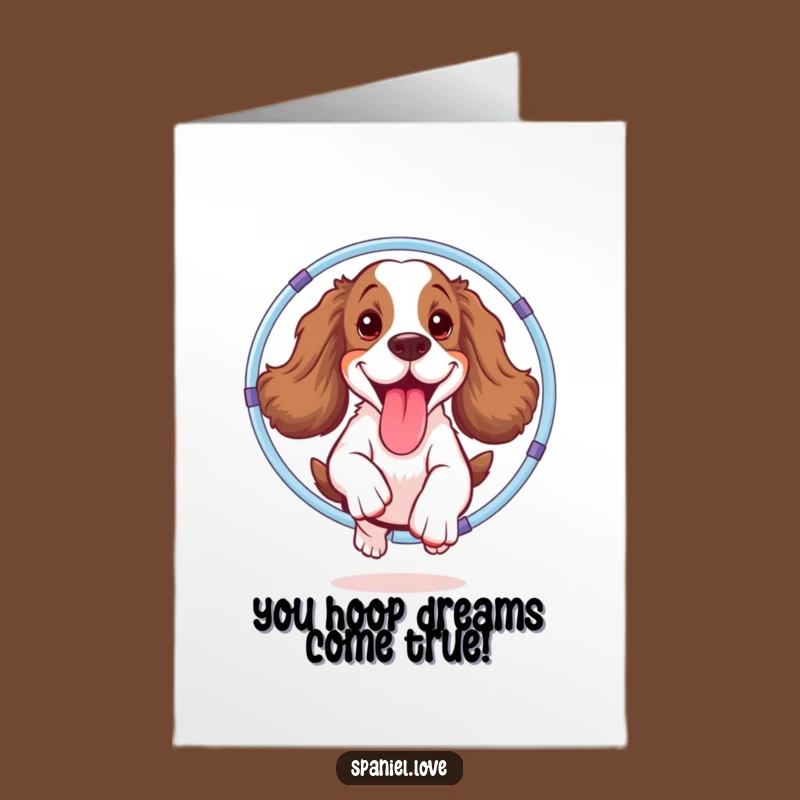 Free Printable Congrats Card: Spaniel Hoop Star, Humorous Downloadable Gift