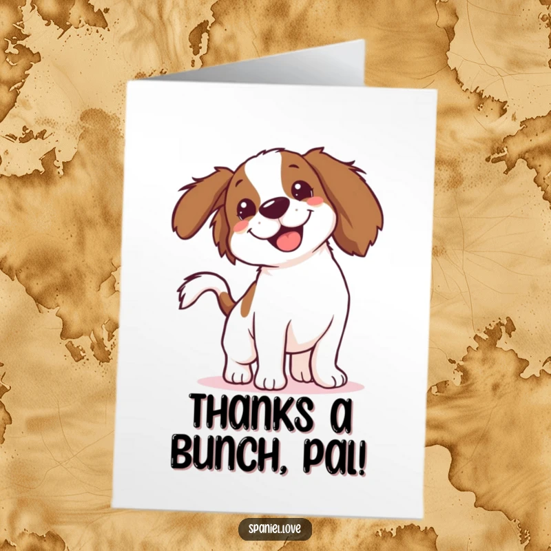 Funny Free Printable Thank You Card: Spaniel wagging its body into a blur, expressing immense thanks. A unique gift.