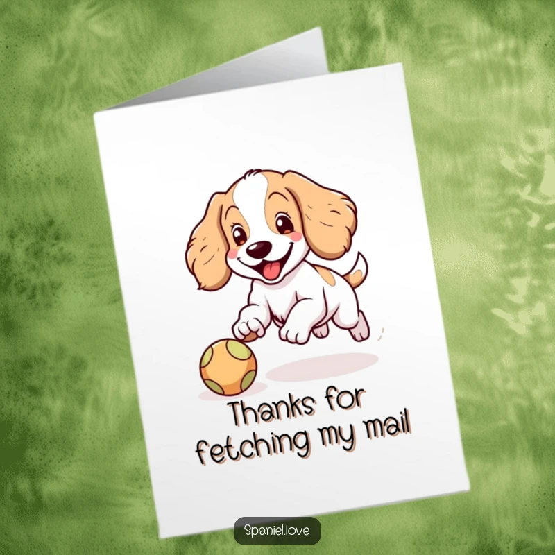 Funny Free Printable Thank You Card: A happy spaniel leaps for a ball, spreading thanks with this downloadable art.