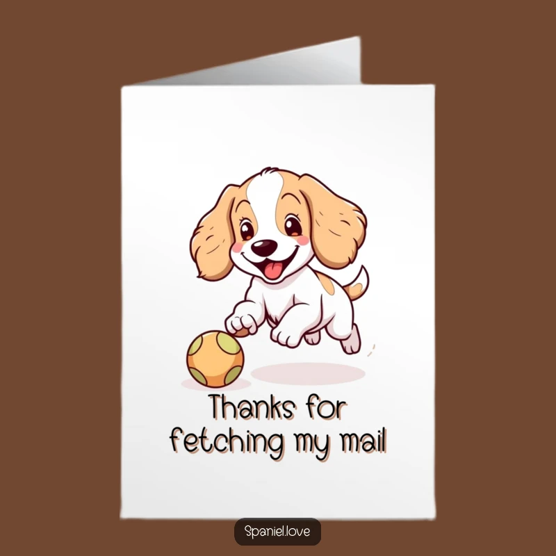 Free Printable Thank You Card: Funny Spaniel Ball Chase, Thoughtful Downloadable Gift!