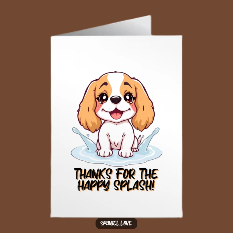 Free Printable Thank You Card: Giggling Spaniel Splash, Fun Downloadable Gift