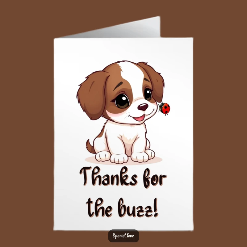 Free Printable Thank You Card: Spaniel Cub & Ladybug for a Sweet Downloadable Gift