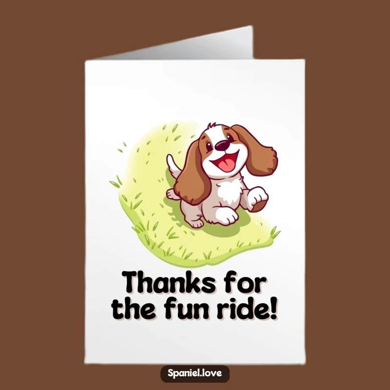 Free Printable Thank You Spaniel Card: Hilarious Dog Sliding, Express Gratitude with a Downloadable Smile