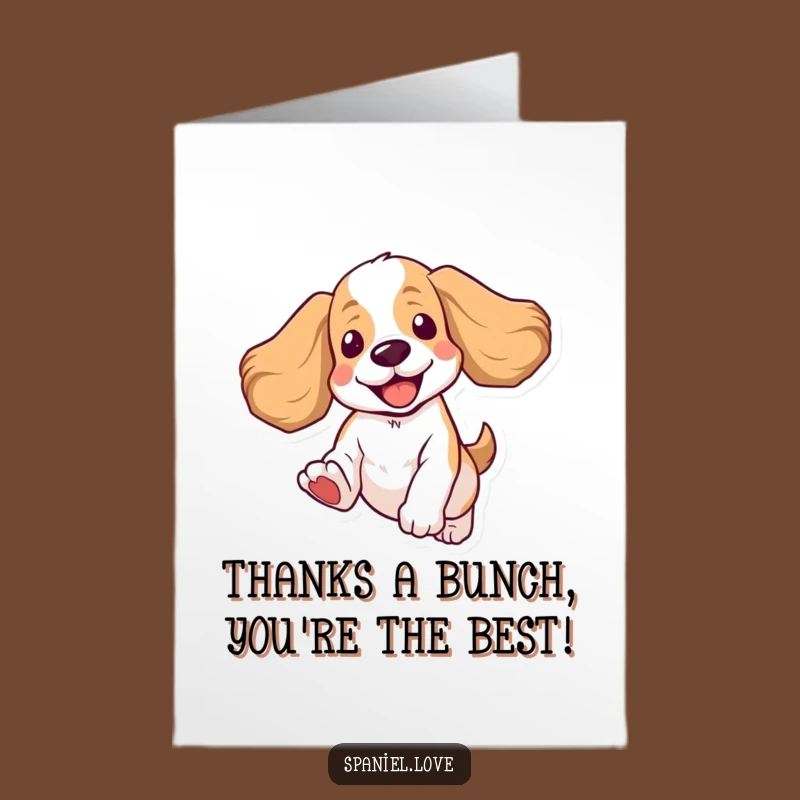 Free Printable Thank You Card: Adorable Jumping Spaniel Expressing Gratitude with Glee!