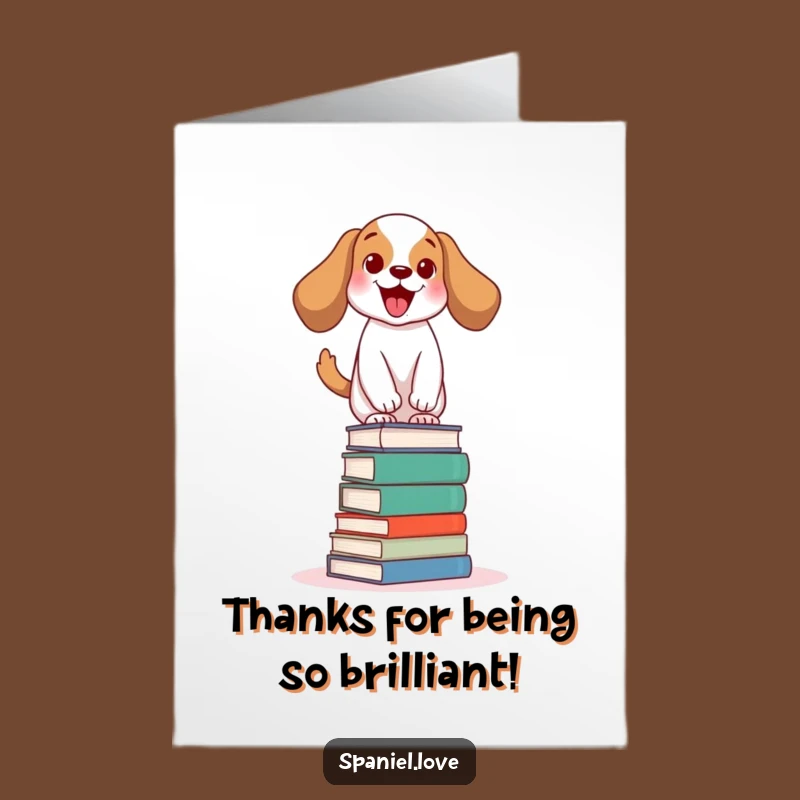 Free Printable Thank You Card: Spaniel Book Balancing Act, Fun Downloadable Gift