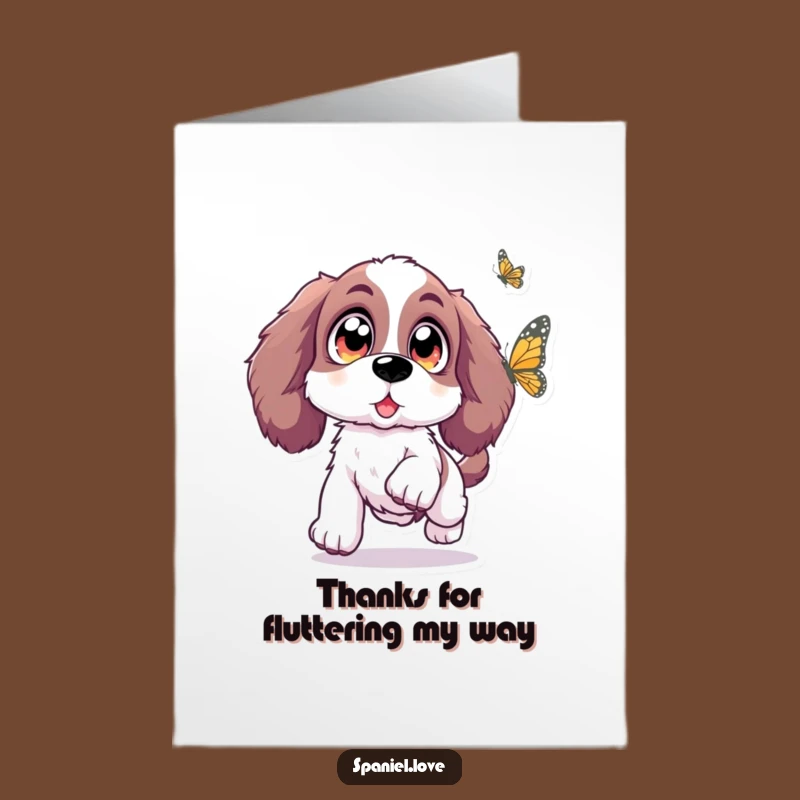 Free Printable Thank You Card: Funny Spaniel Butterfly Thanks, Thoughtful Downloadable Gift!