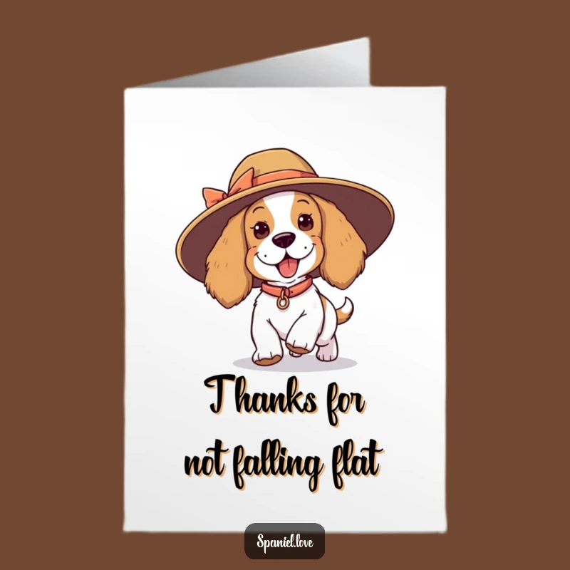 Free Printable Thank You Card: Funny Spaniel Hat Trip, Downloadable Gift of Thanks