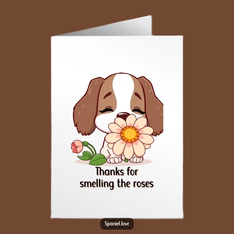 Free Printable Thank You Card: Spaniel in Big Flower - Funny Print at Home
