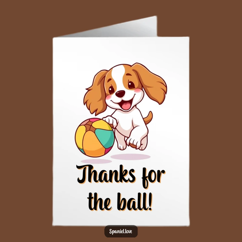Free Printable Thank You Card: Spaniel Chasing Ball, Sweet Downloadable Gift of Gratitude