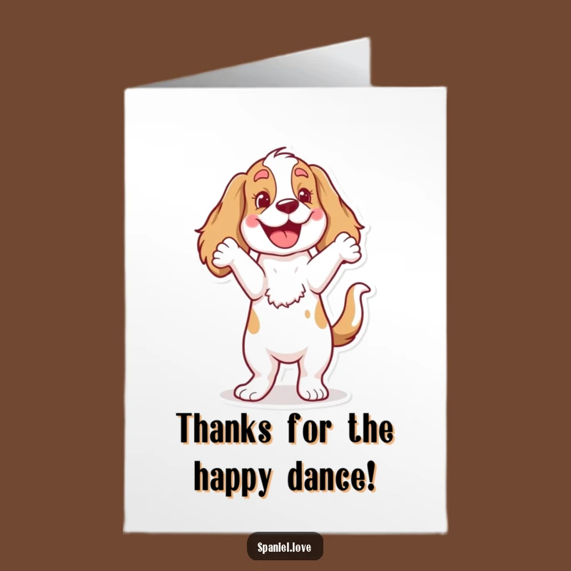 Free Printable Thank You Card: Spaniel's Funky Dance, Show Gratitude with this Funny Downloadable