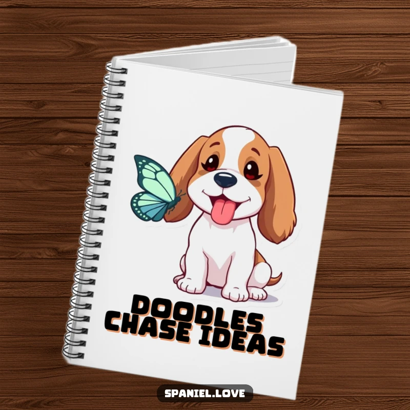 Funny Spaniel Notebook: A spaniel playfully sticks its tongue out chasing a butterfly, ready to hold your whimsical thoughts.