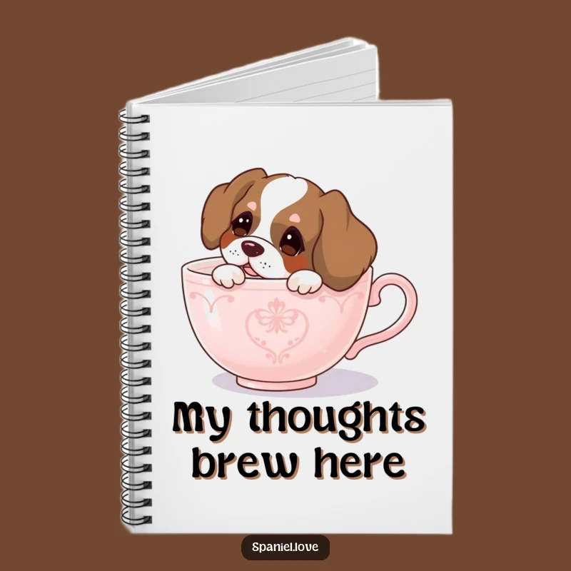 Funny Spaniel Teacup Peek Notebook - Curious Notes, Humorous Journal