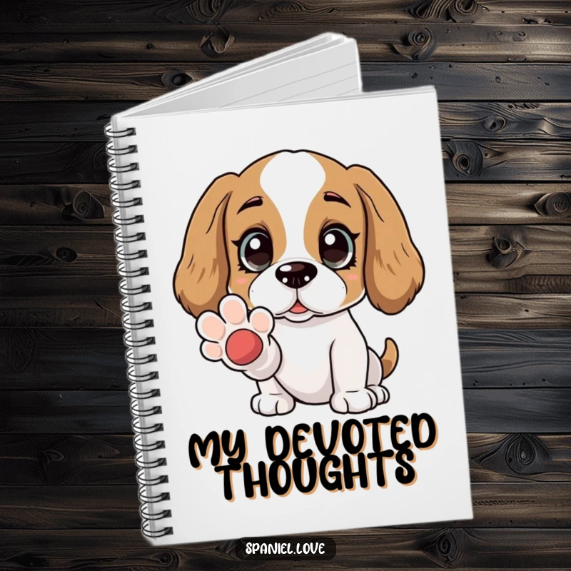Funny Spaniel notebook with wide, adoring eyes and an offered paw. This journal inspires heartfelt writing and thoughtful reflection.