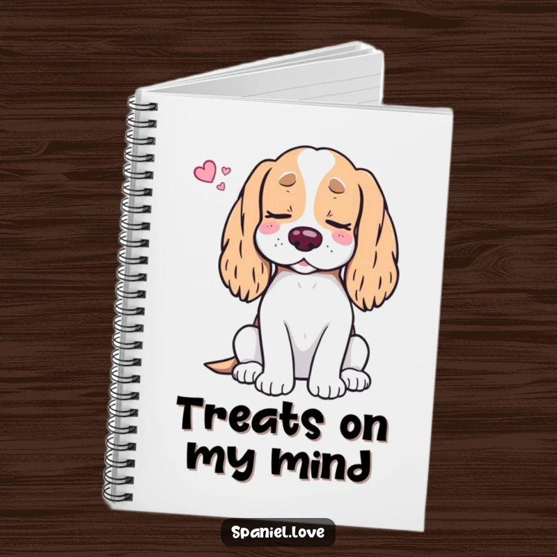 Funny Spaniel Treat Dream Notebook: A contented spaniel dog dreams of endless food, eyes closed in peaceful slumber, ready for notes.