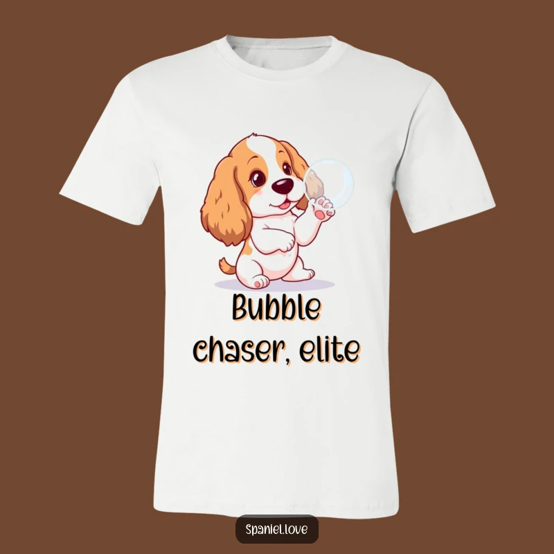 Funny Spaniel Pup Bubble Pawing T-Shirt: Playful Dog Tee Gift