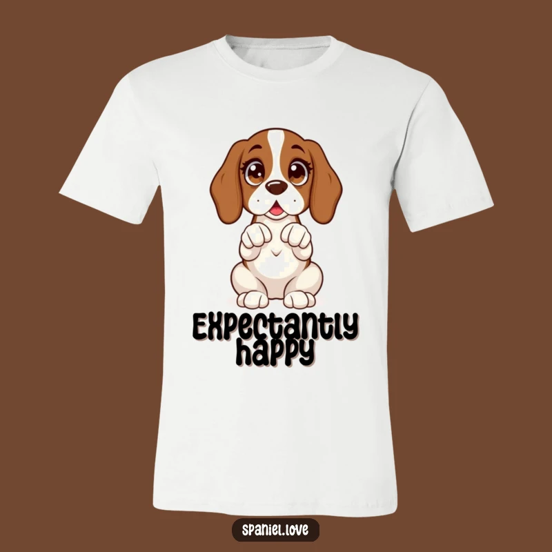 Funny Spaniel Expectant T-Shirt: Eager Dog's Humorous Waiting!