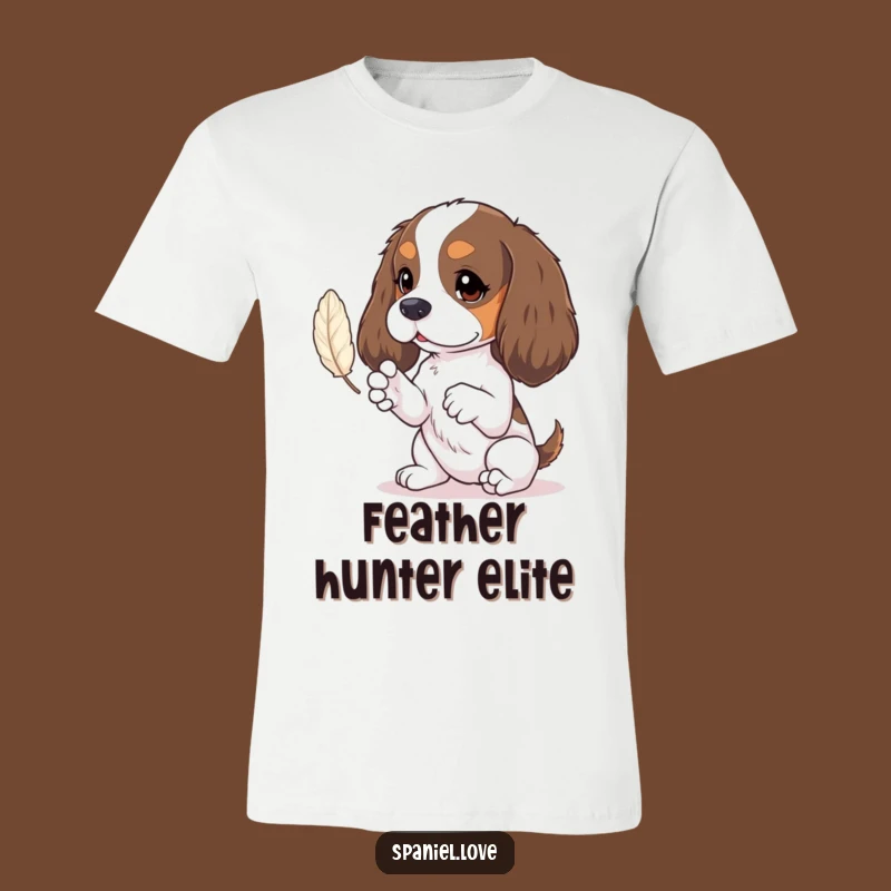 Funny Spaniel Tiny Paws Feather Play T-Shirt - Whimsical Dog Apparel