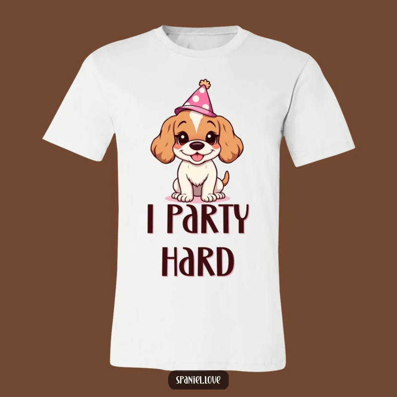 Funny Spaniel Party Shirt: Goofy Grin Perfect Tee for Celebration