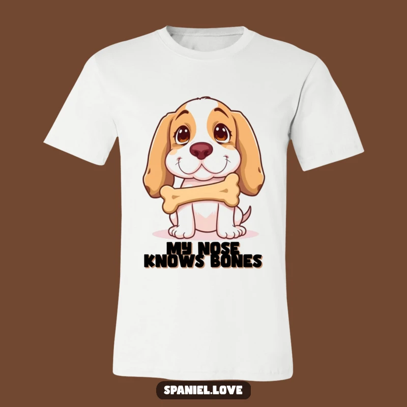 Funny Spaniel Bone Balance T-Shirt: Wear Your Dog's Hilarious Talent Proudly
