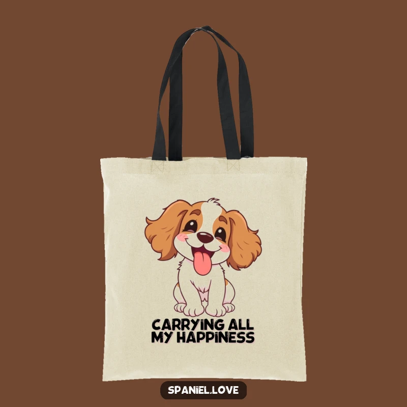 Funny Gleeful Spaniel Tote Bag - Spacious Spinning Dog Canvas Bag, Hilarious Gift