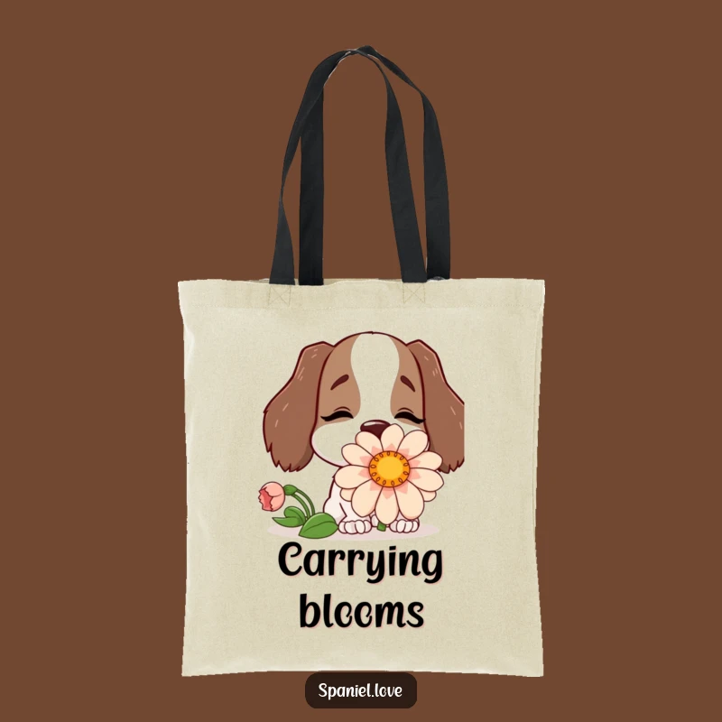 Funny Spaniel Flower Tote Bag: Carry Your Joy with a Happy Pup.
