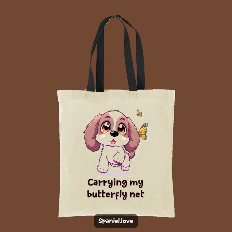 Funny Spaniel Butterfly Leap Tote Bag: Carry Enchantment