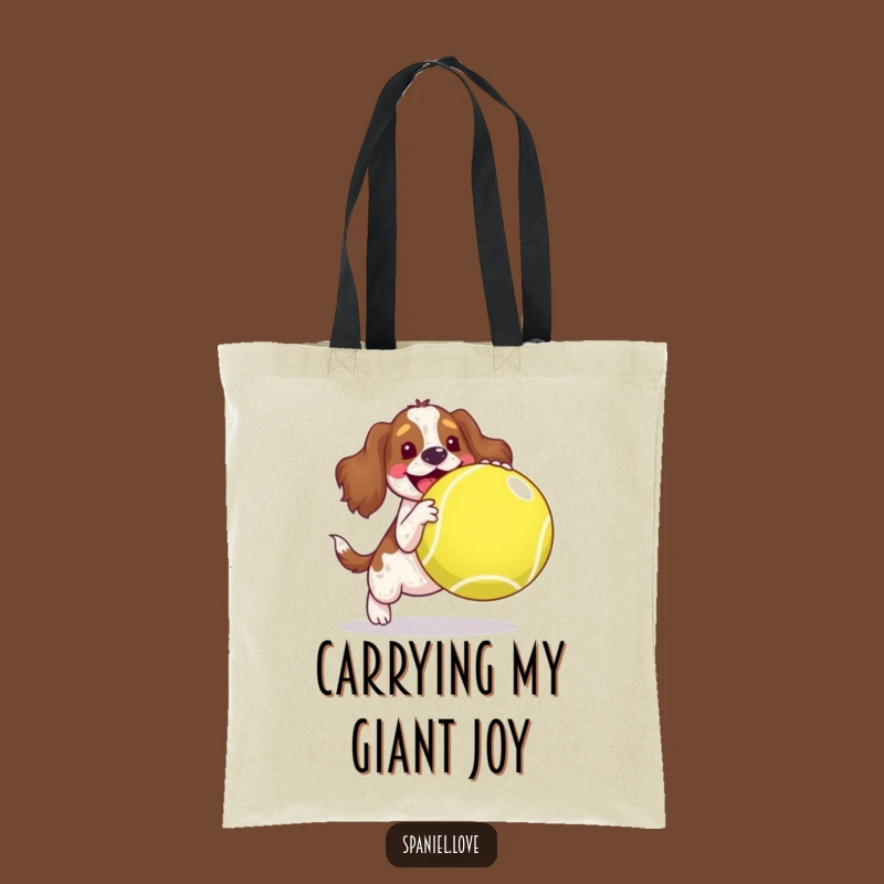 Funny Spaniel Tennis Ball Tote Bag - Joyful Dog Design, Carry Your Fun