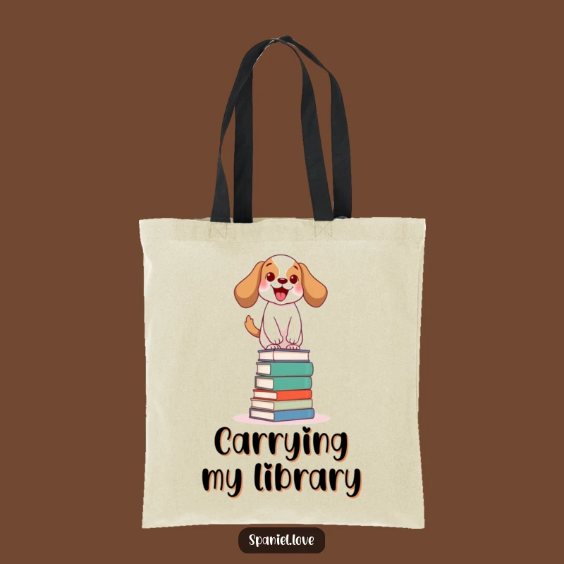 Funny Bookworm Spaniel Tote Bag: Carry Your Reads with Hilarious Style!