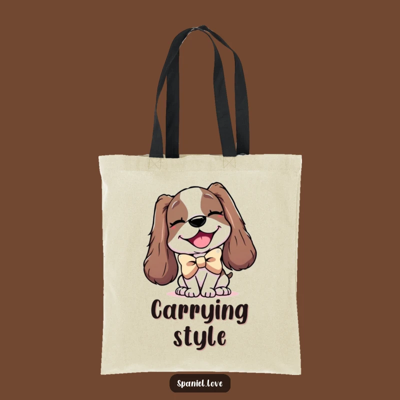 Funny Spaniel Bowtie Tote Bag: Carry Your Style with a Dapper Pup.