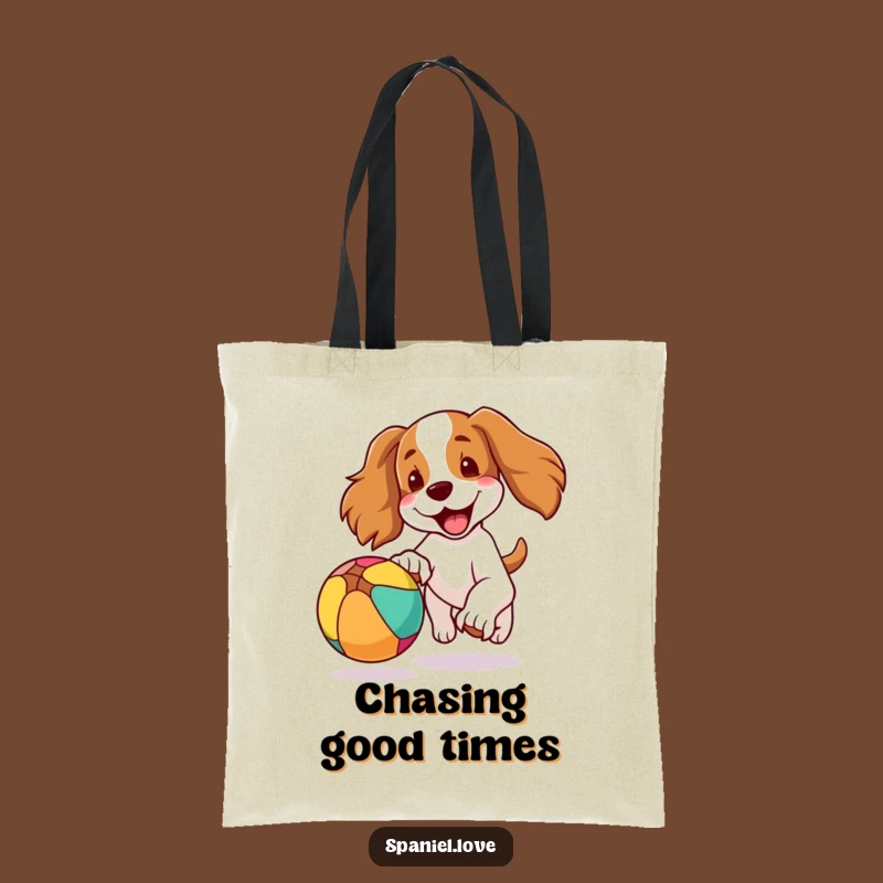 Funny Spaniel Tote Bag: Joyful Dog Ball Chase Carry-All Gift