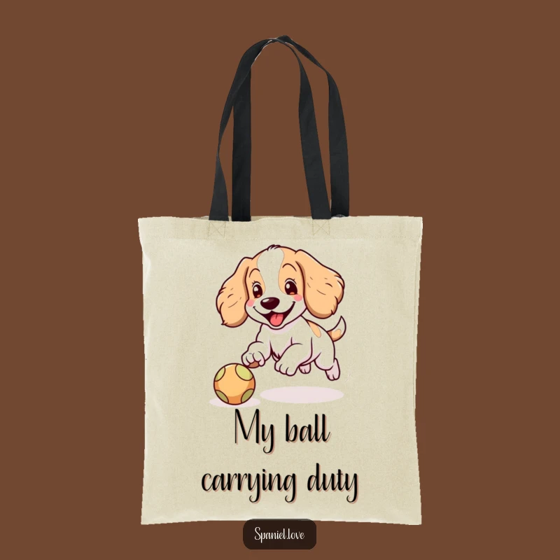 Funny Spaniel Ball Chase Tote Bag: Carry Your Pawsome Style