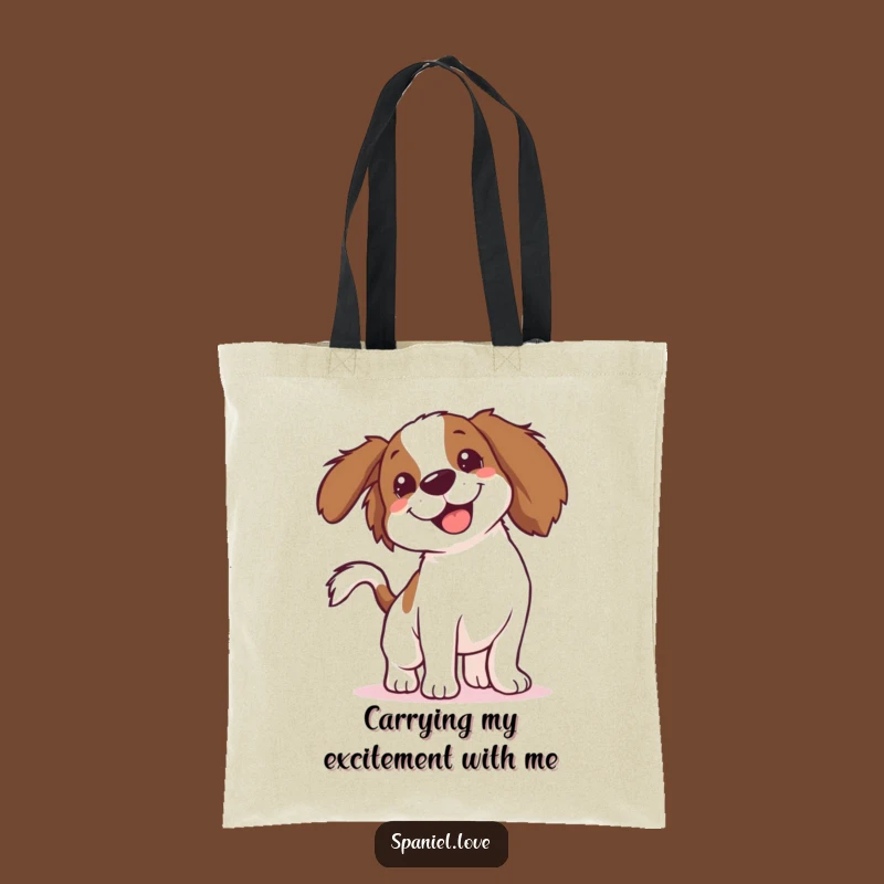 Funny Spaniel Tail Wag Tote Bag: Carry Your Laughs with this Adorable Dog Design