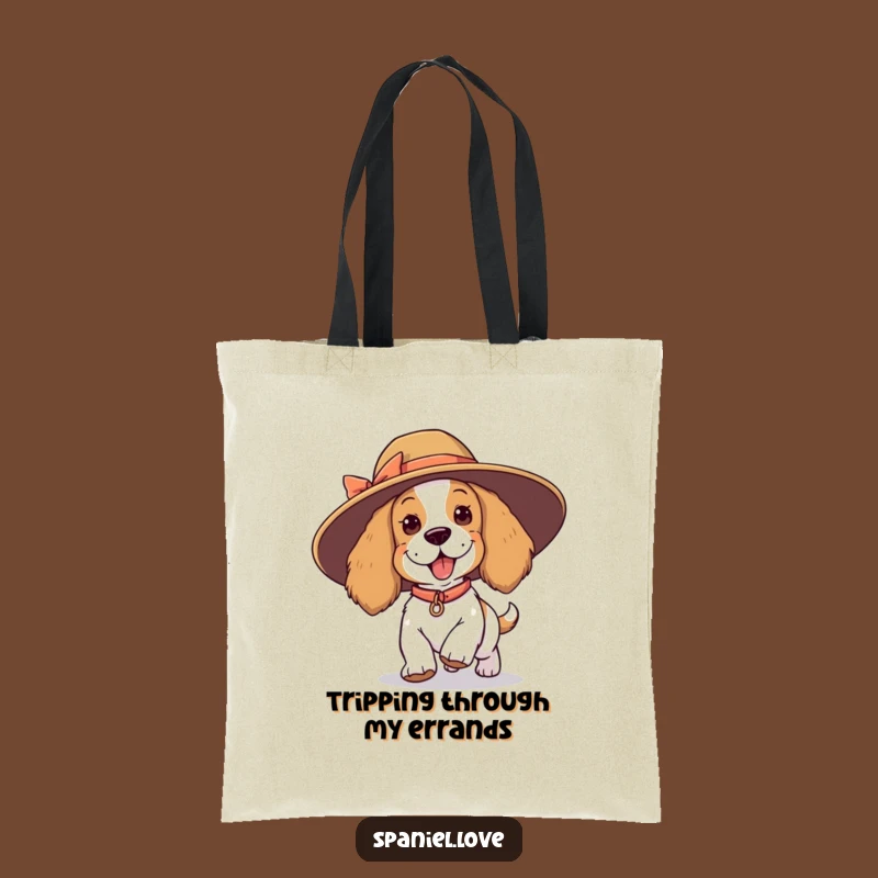 Funny Spaniel Tripping Hat Tote Bag - Playful Mishap Design, Carry Your Humor
