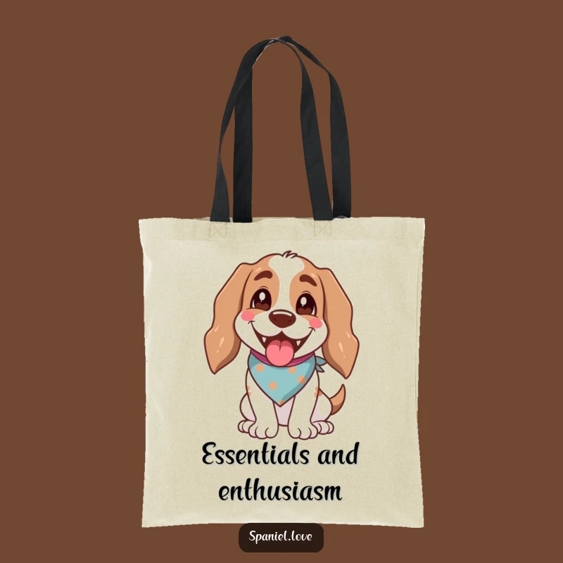 Happy Spaniel Bandana Tote Bag - Cheerful Dog Lover Shopping Gift